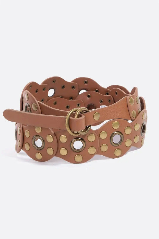 Double Western Studded Belt - BRN