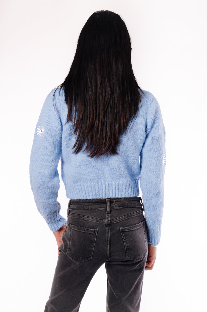 Embroidered Daises Sweater