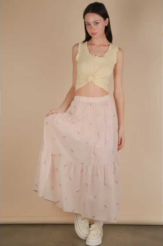Embroidered Daisy Maxi Skirt - BLS