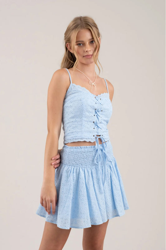 Eyelet Lace-Up Tank - ICE