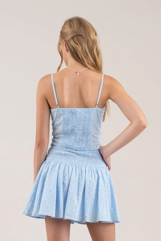 Eyelet Lace-Up Tank - ICE