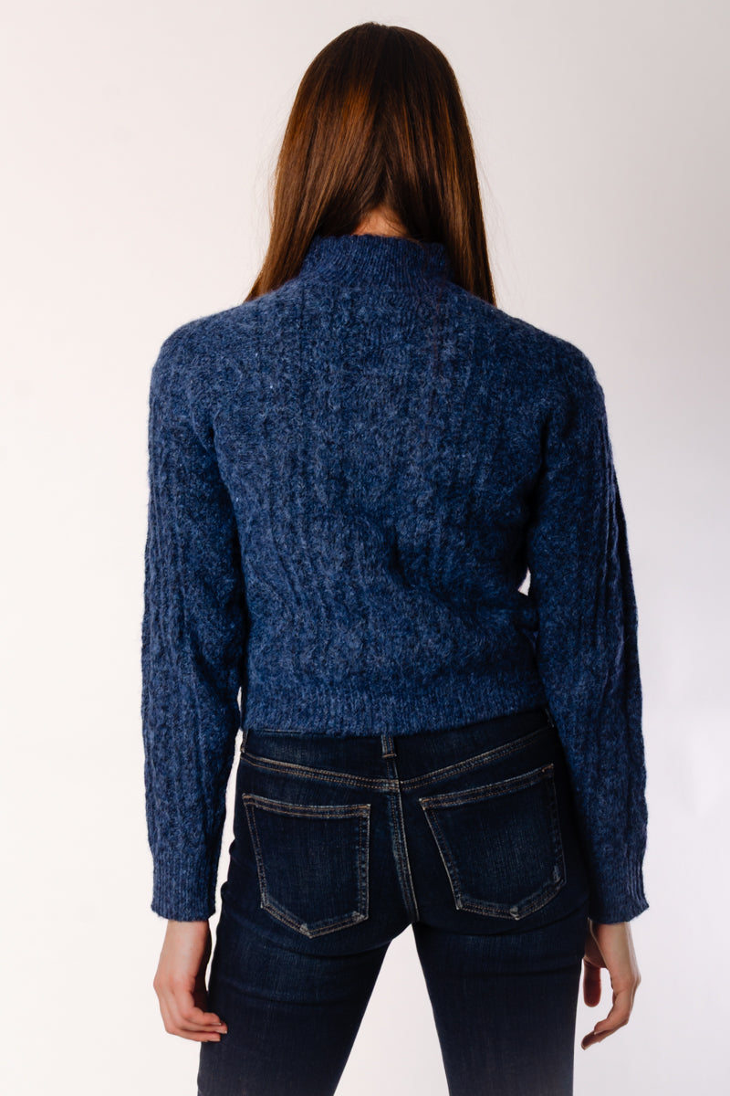 Erin Long Sleeve Turtle Neck Sweater - BLU