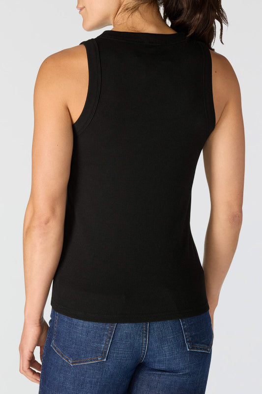 Fitted Ribbed Tank - BLK