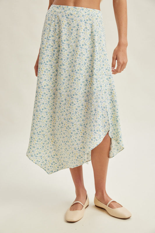 Floral Asymmetrical Skirt - BLU