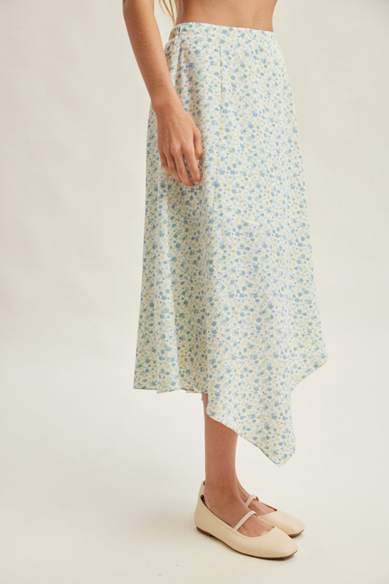 Floral Asymmetrical Skirt - BLU