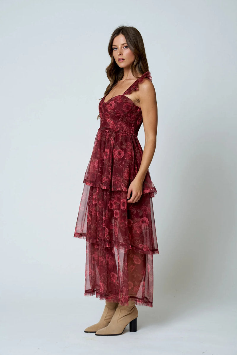 Floral Chiffon Midi Dress - BUR