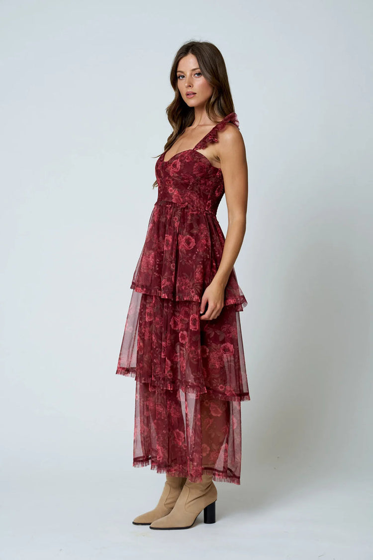 Floral Chiffon Midi Dress - BUR
