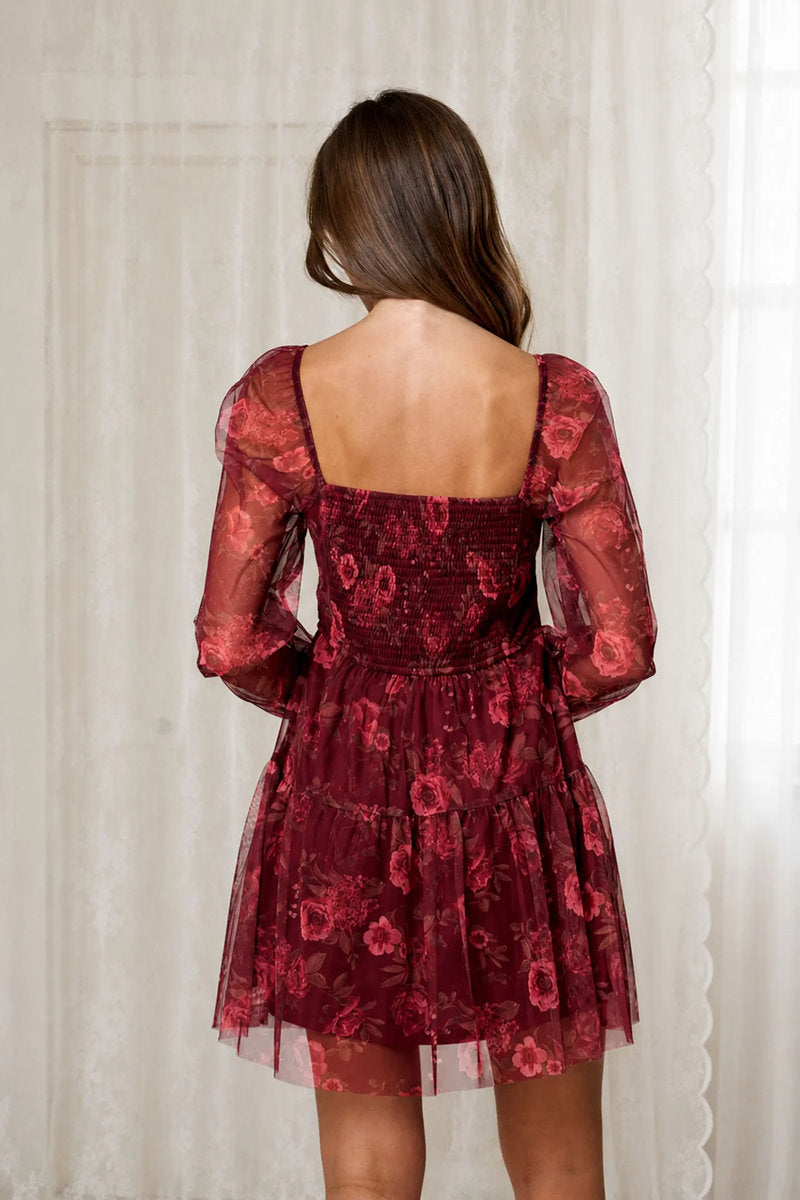 Floral Chiffon Mini Dress - BUR