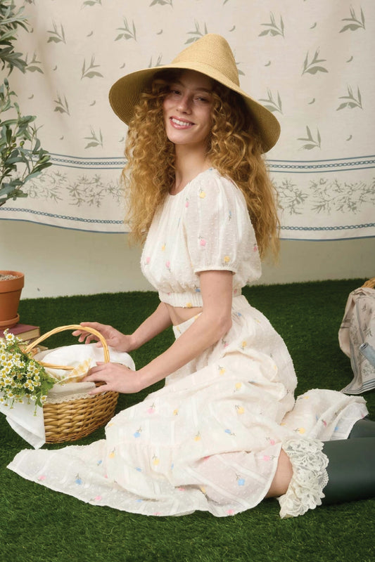 Floral Dot Crop Top - CRM