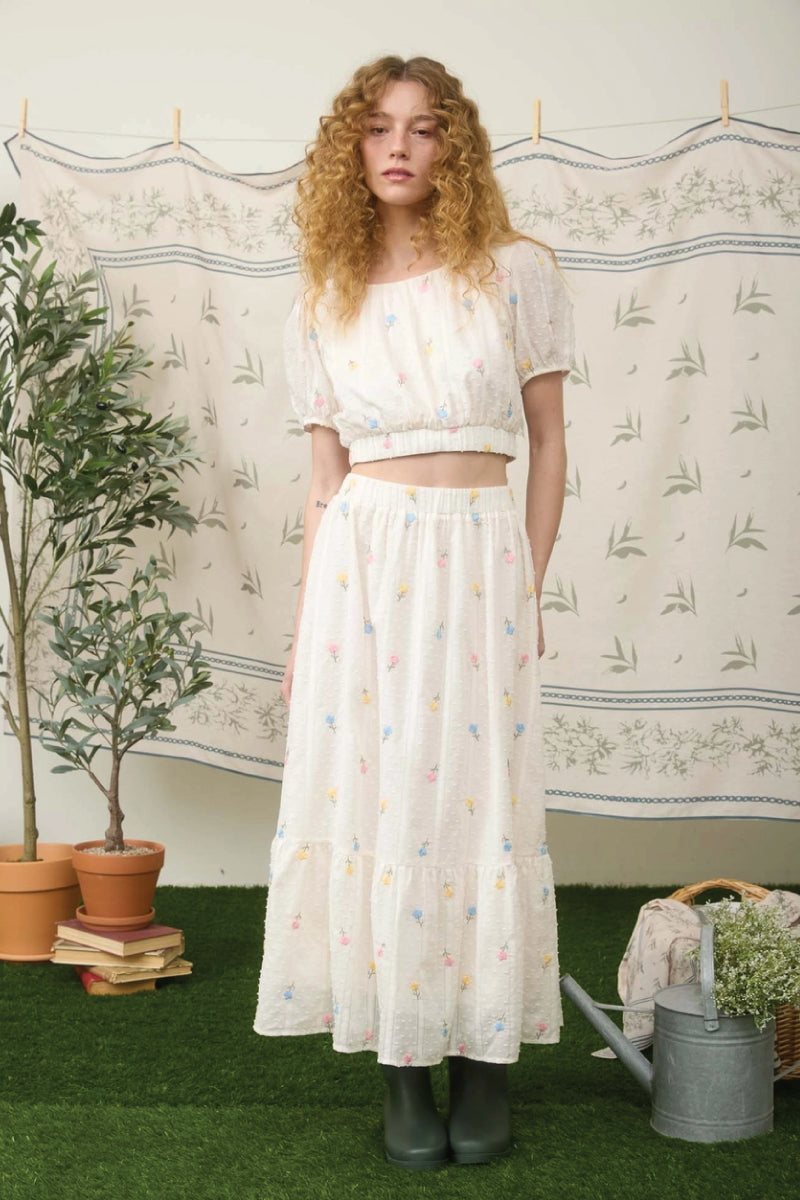 Floral Dot Crop Top - CRM