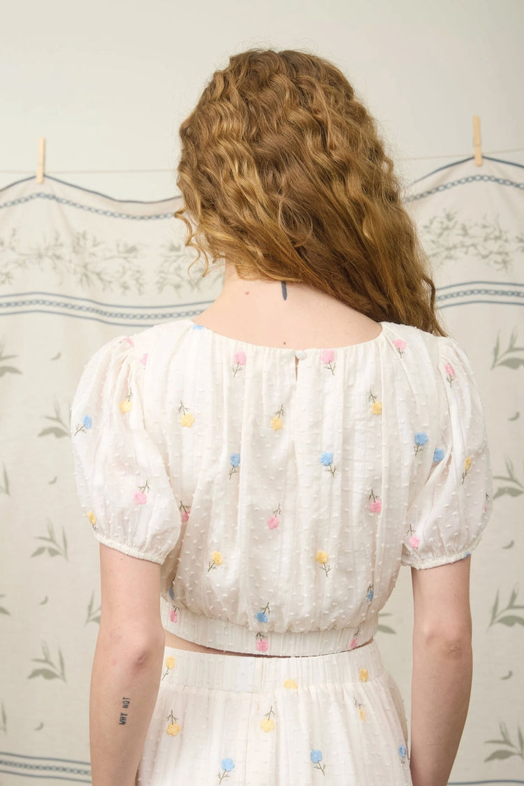 Floral Dot Crop Top - CRM