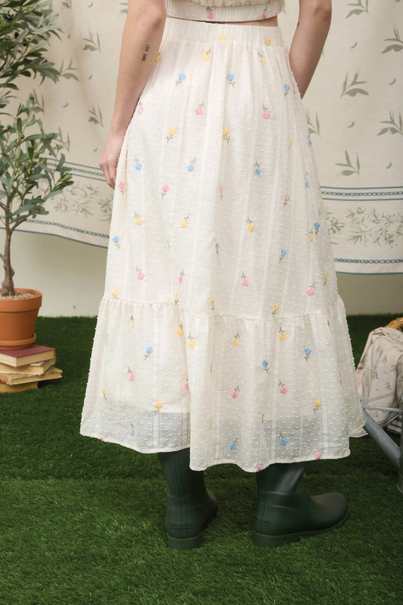 Floral Dot Midi Skirt - CRM
