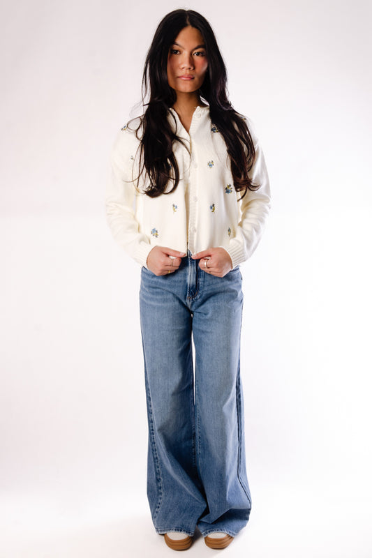 Floral Embroidered Cardigan - CRM