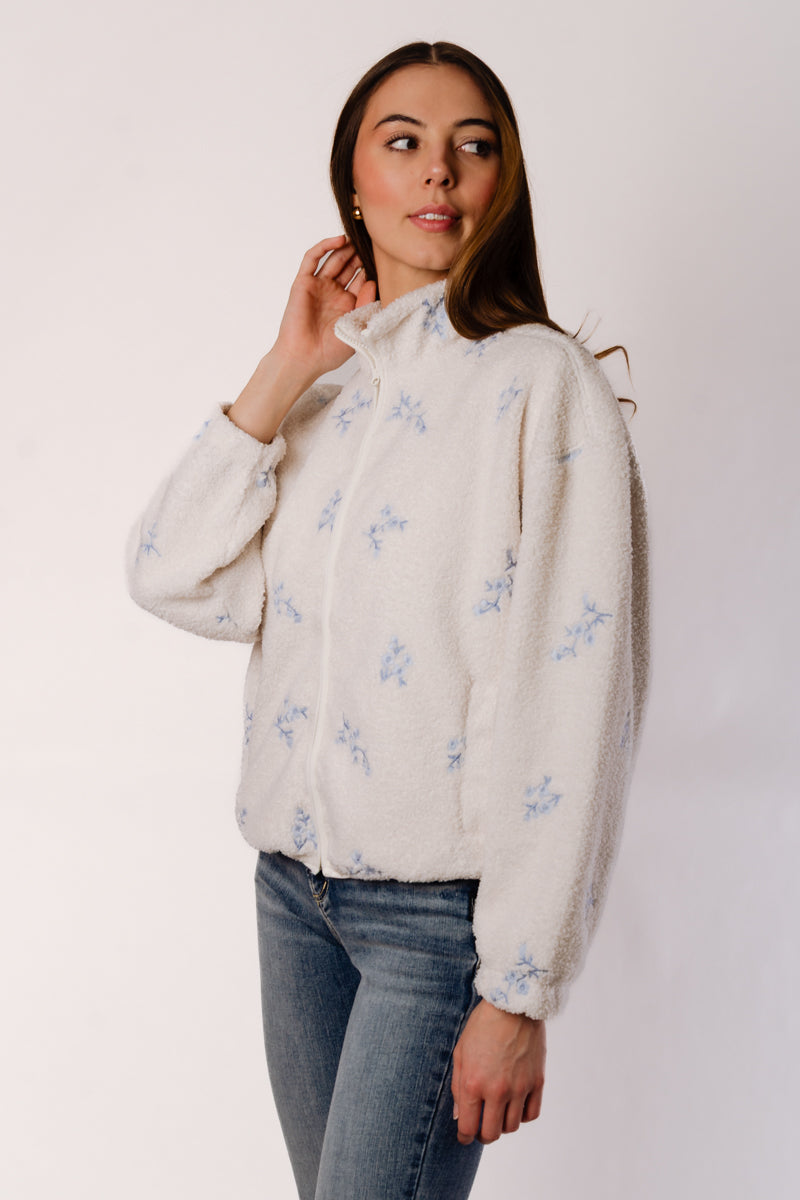 Floral Embroidered Sherpa Jacket - WBF
