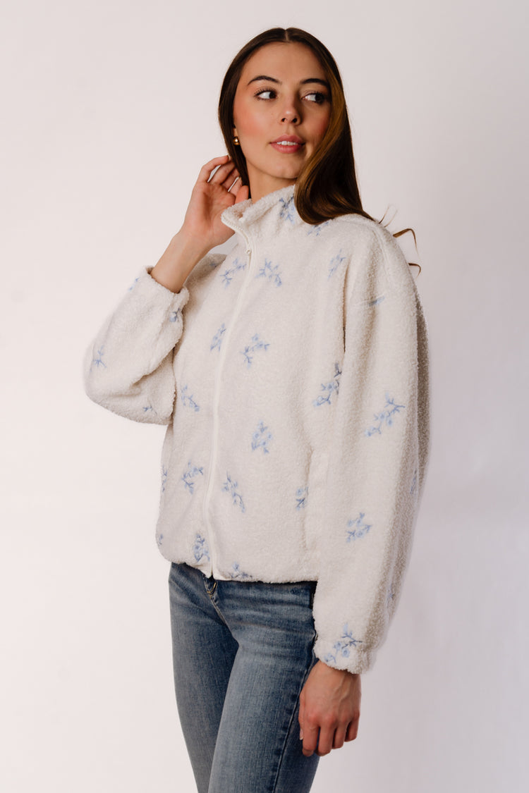 Floral Embroidered Sherpa Jacket - WBF