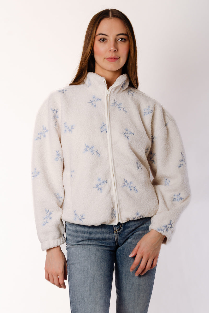 Floral Embroidered Sherpa Jacket - WBF