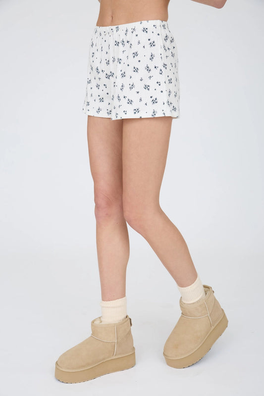 Floral Pointelle Mini Shorts - IVR