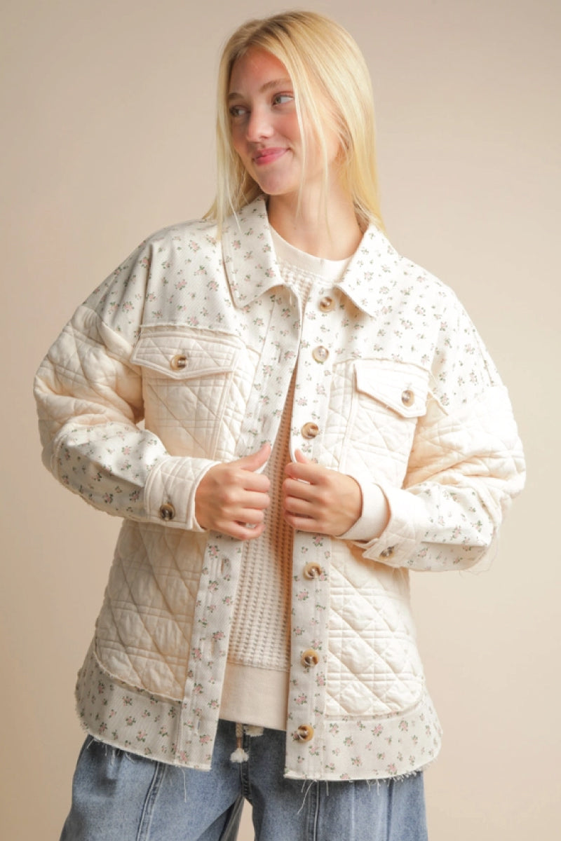 Floral Quilted Shacket - CRM