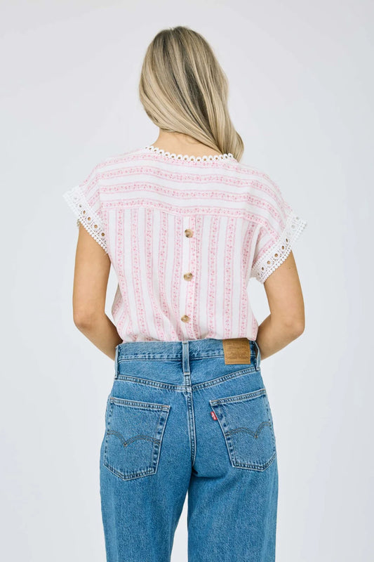Floral Stripe Batwing Blouse - MVE