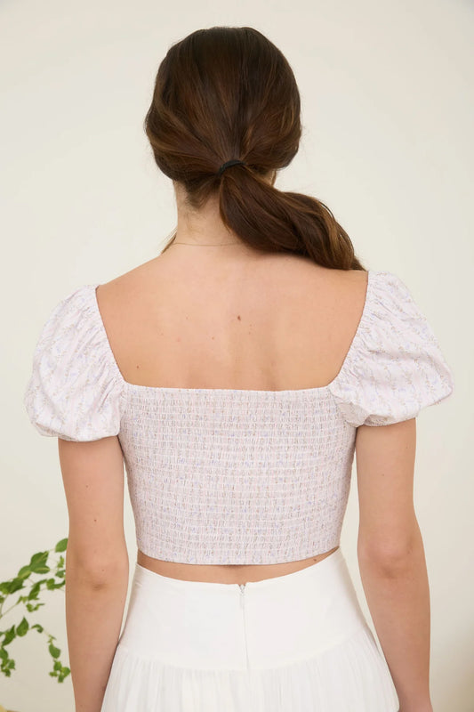 Floral Stripe Corset Crop Top - BLS