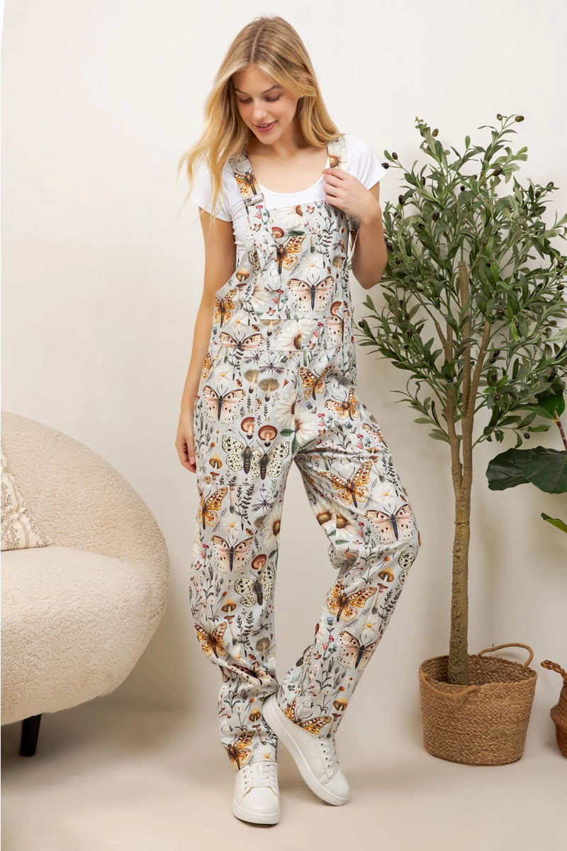 Flower & Butterfly Overall - White