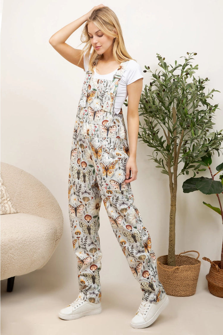 Flower & Butterfly Overall - White