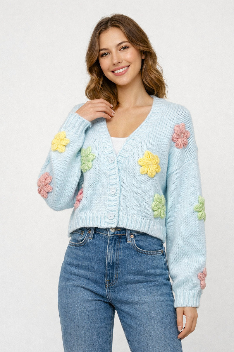 Flower Cardigan - BLU