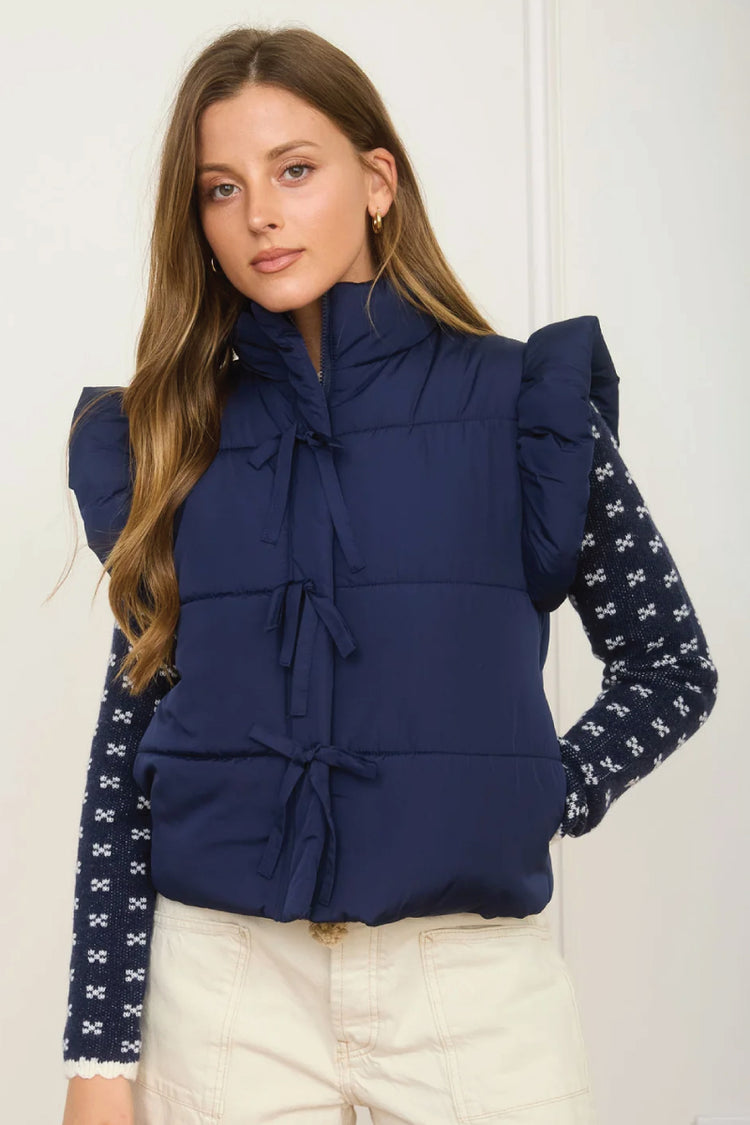 Flutter Puffer Vest - NVY