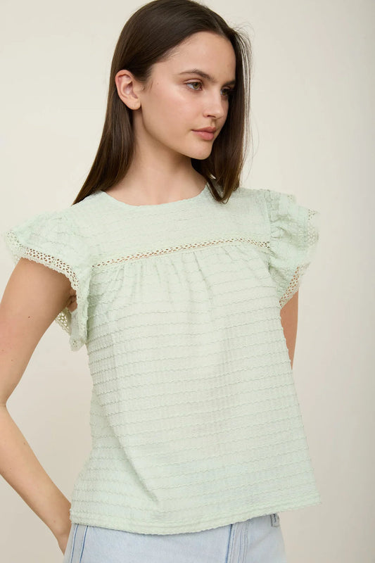 Fran Ruffle Sleeve Top - MNT