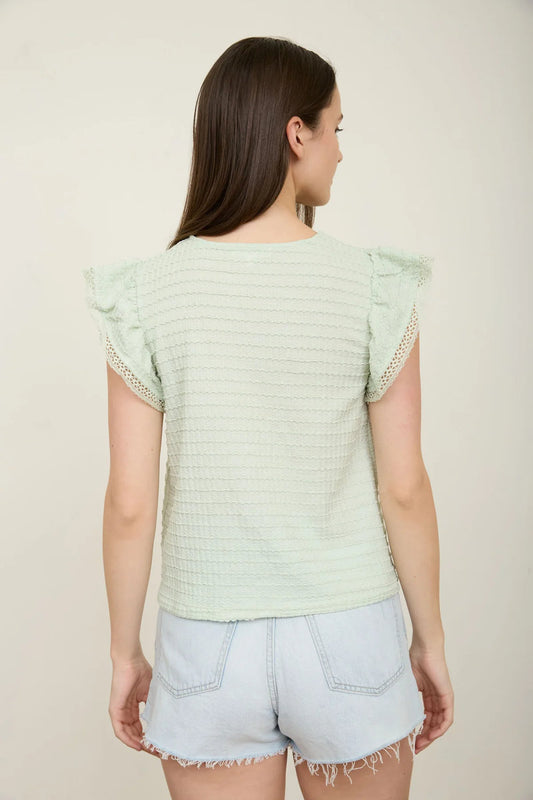 Fran Ruffle Sleeve Top - MNT