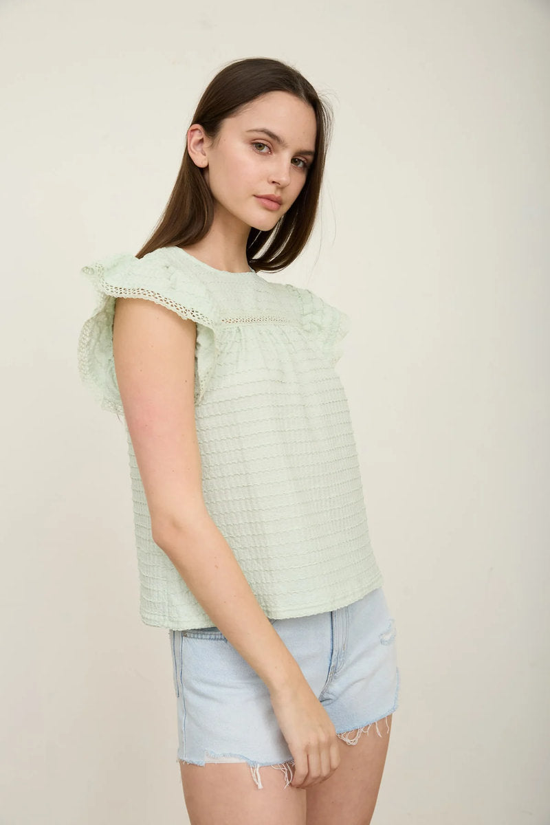 Fran Ruffle Sleeve Top - MNT