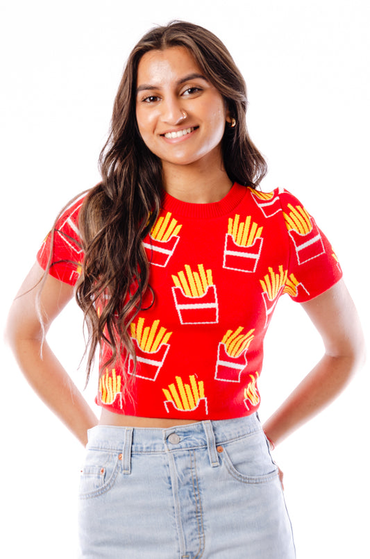 French Fries Crop Tee - RED