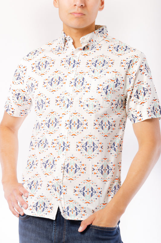 Geometric Short Sleeve Shirt - NAT