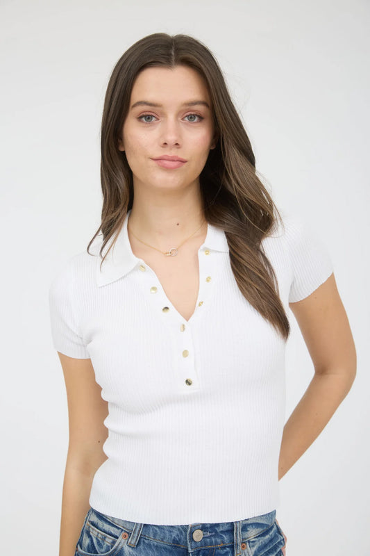 Siren Knit Crop Top - WHT