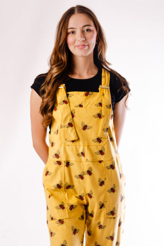 Golden Bees Corduroy Overalls - BEE