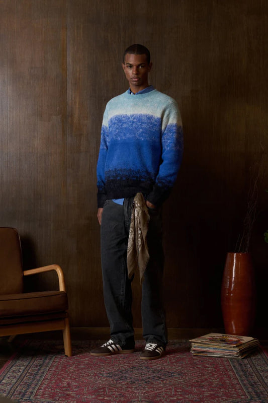 Gradient Knit Crew Sweater - BLU