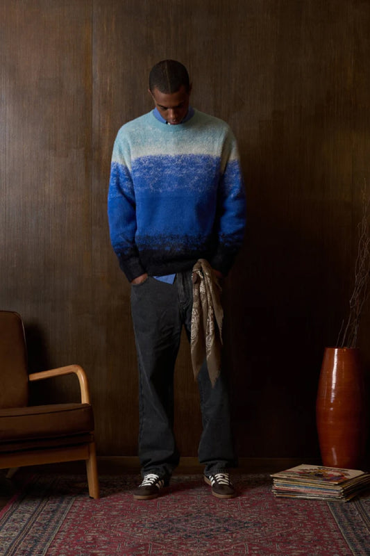 Gradient Knit Crew Sweater - BLU