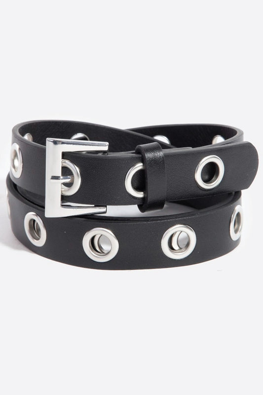 Grommet Faux Leather Belt - SBK