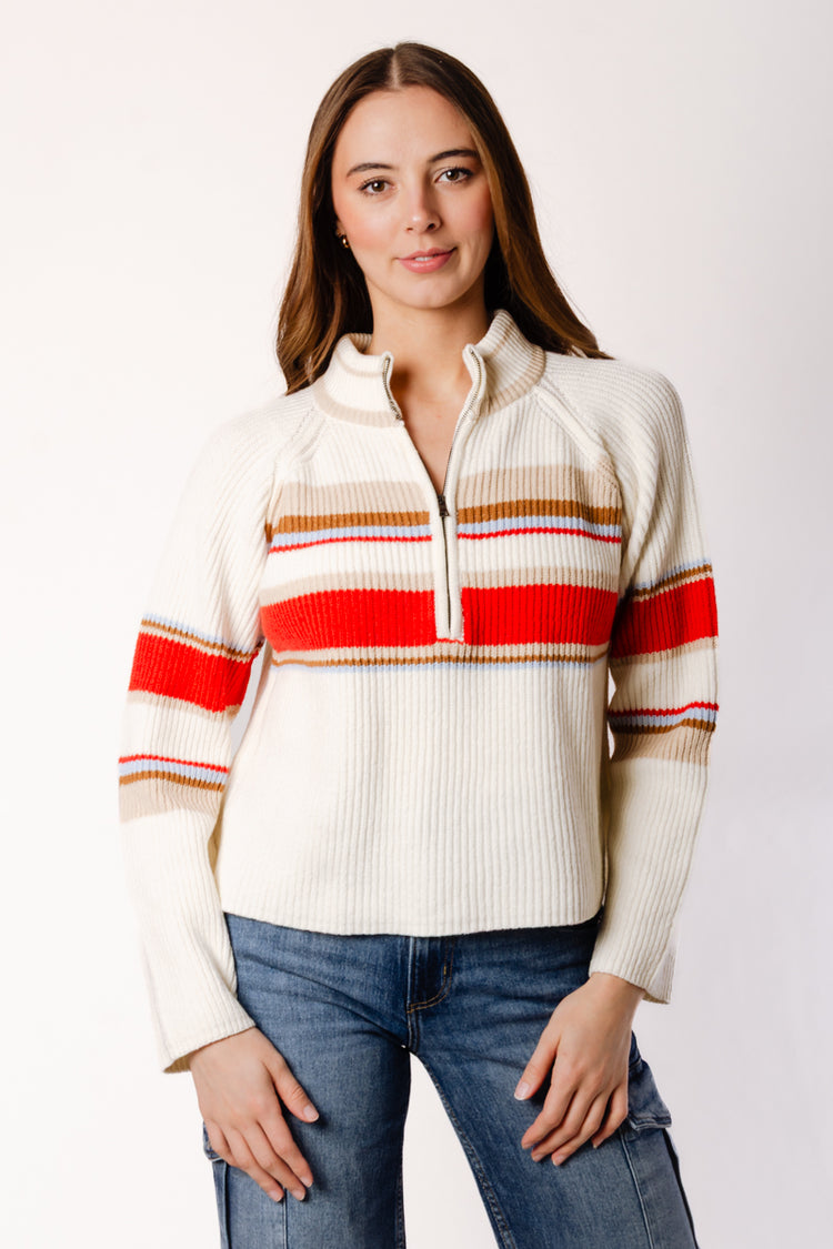Half Zip Striped Sweater - CRM