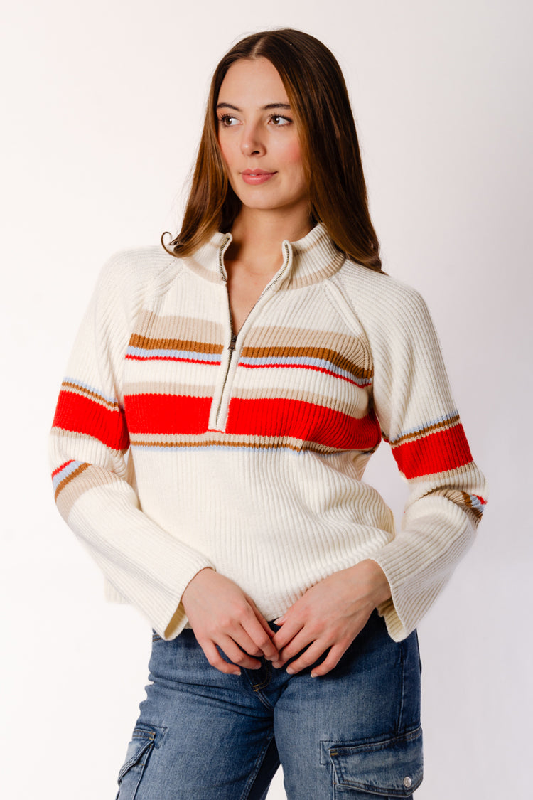 Half Zip Striped Sweater - CRM