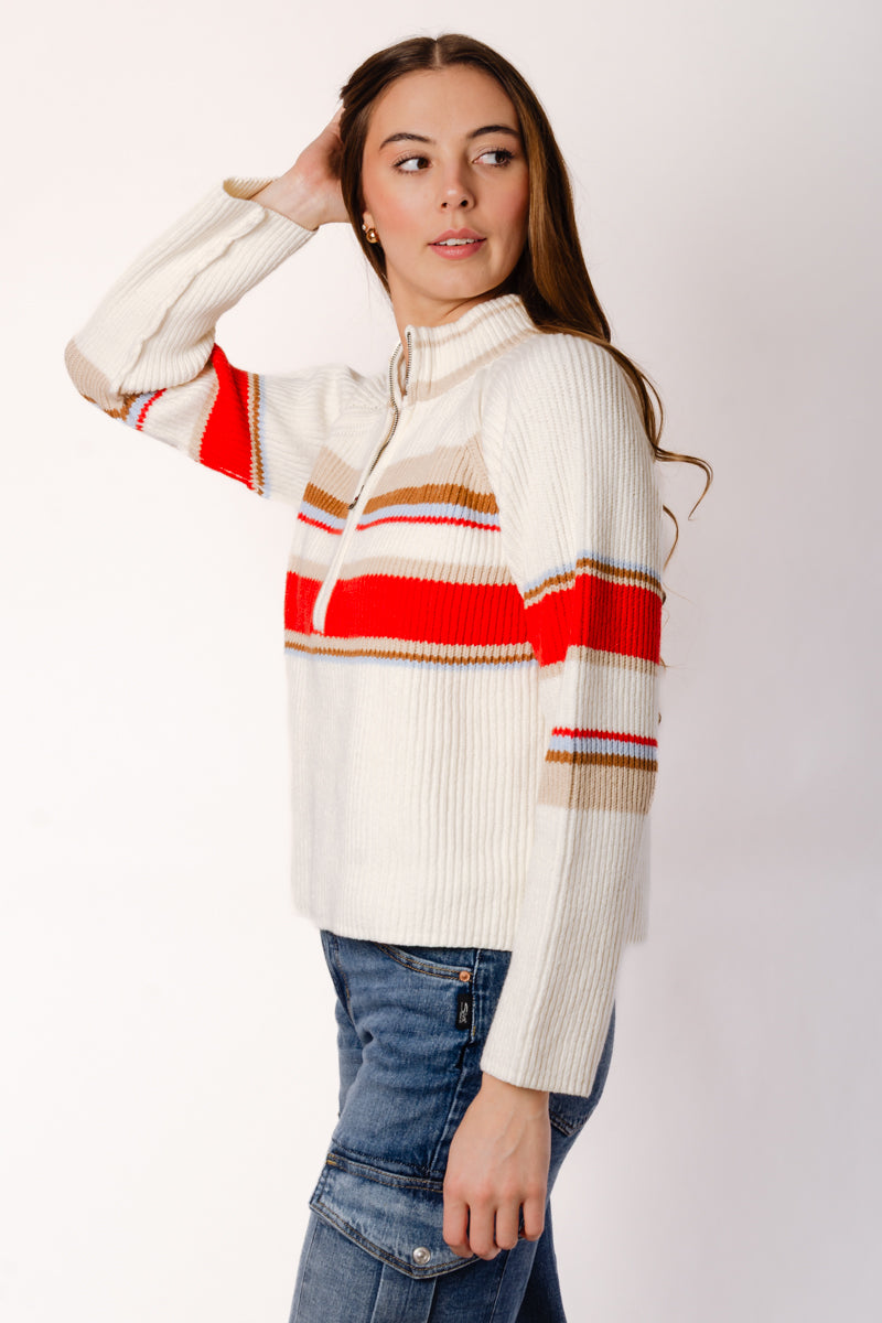 Half Zip Striped Sweater - CRM