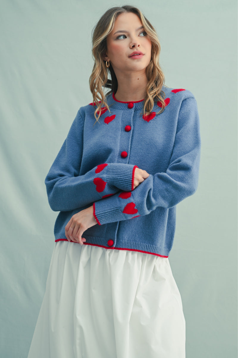 Heart Cardigan - BLU
