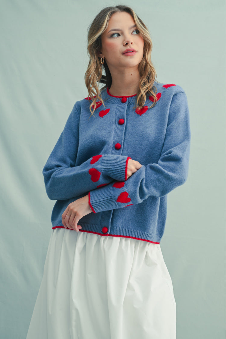 Heart Cardigan - BLU