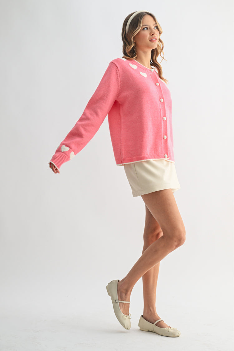 Heart Cardigan - PNK