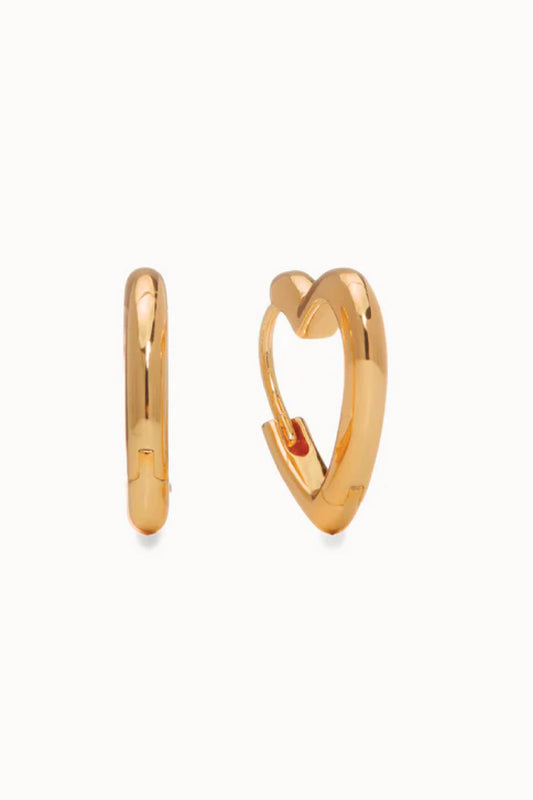 Heart Huggie Hoop Earrings - Gold - GLD