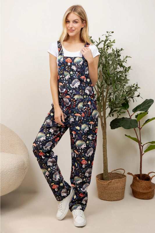 Hedgehog & Toadstool Overall - BLK