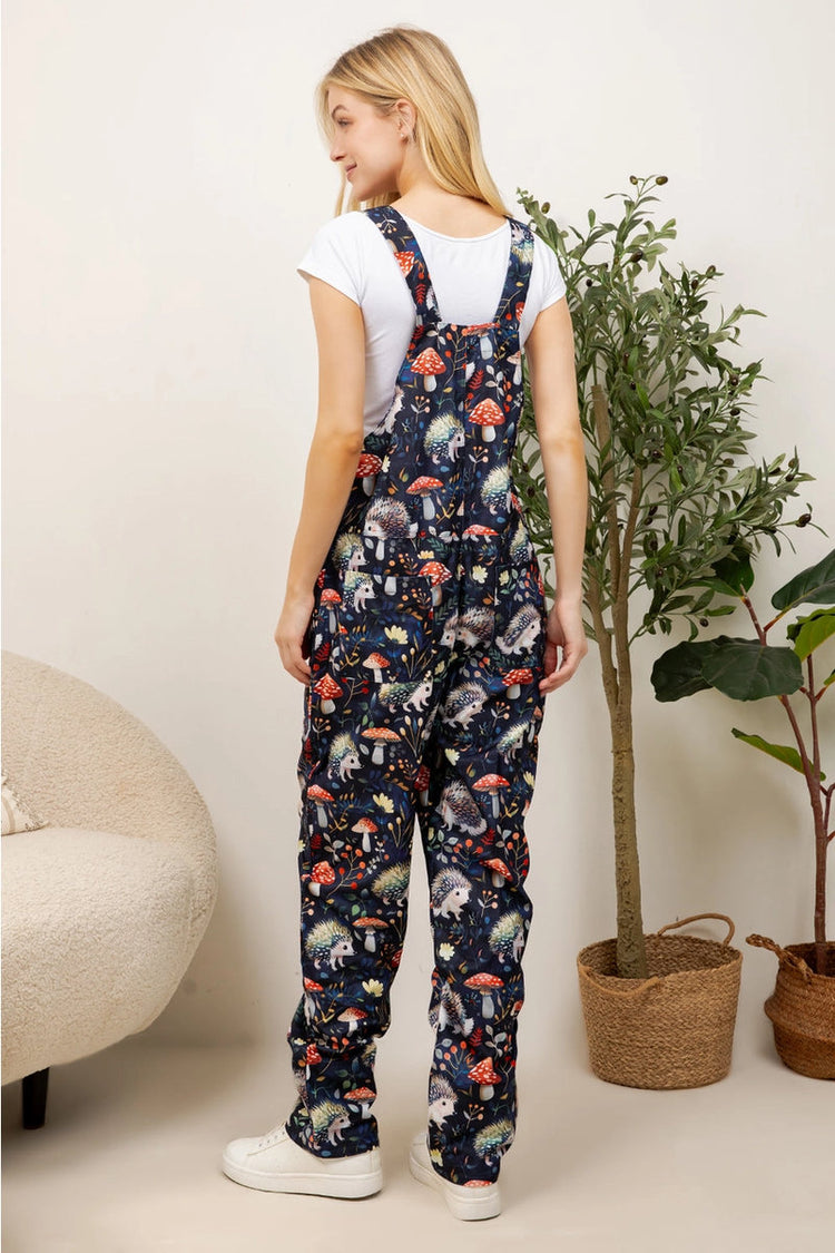 Hedgehog & Toadstool Overall - BLK