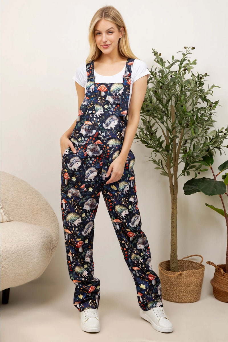 Hedgehog & Toadstool Overall - BLK