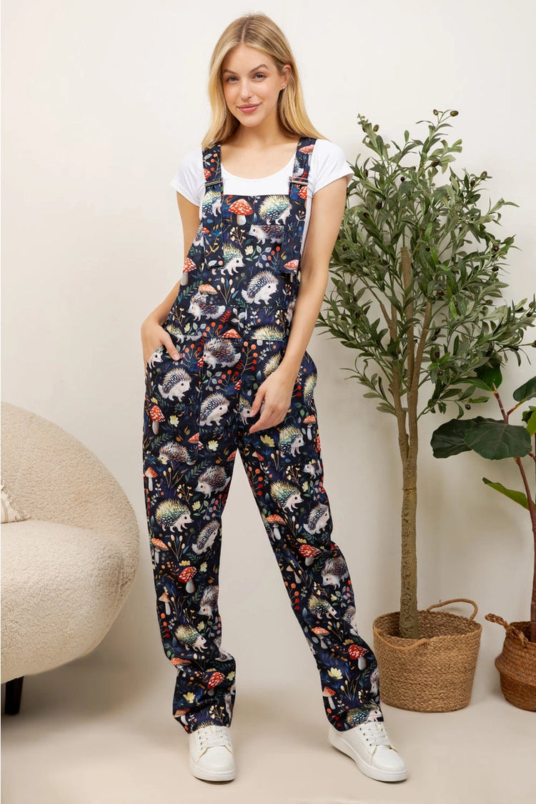 Hedgehog & Toadstool Overall - BLK