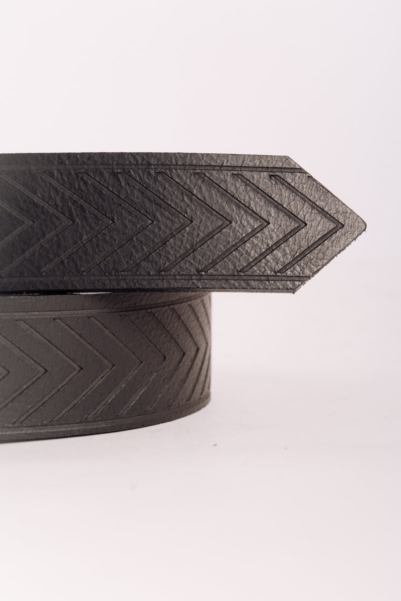 Herringbone Leather Belt - BLK